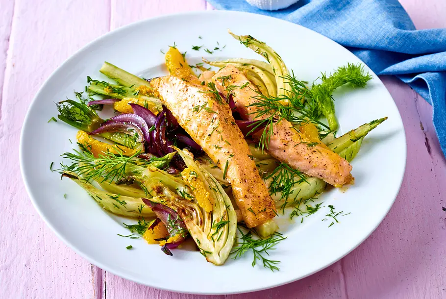 Lachs-Sticks auf Fenchelgemüse Rezept