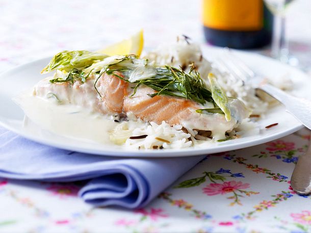 Lachsfilet in Champagner-Sahne-Soße Rezept
