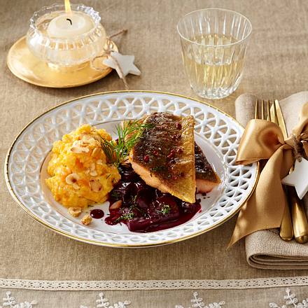 Lachsforelle mit Rote-Bete-Dillgemüse Rezept
