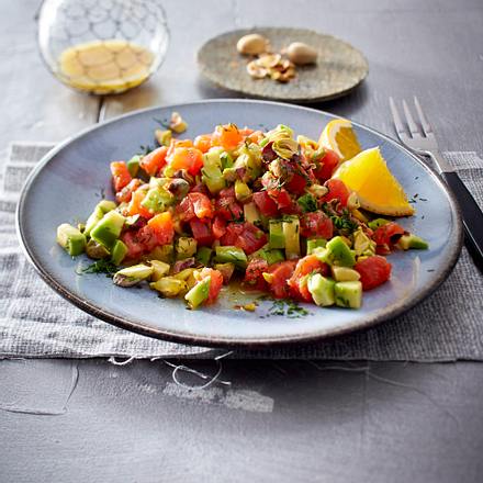 Lachstatar mit Orangen-Honig-Senfsoße Rezept