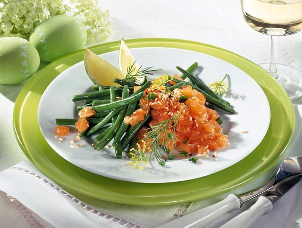 Lachstatar mit Prinzessbohnen Rezept Lachstatar mit Prinzessbohnen Rezept