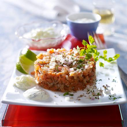 Lachstatar mit Wasabigurken Rezept Lachstatar mit Wasabigurken Rezept