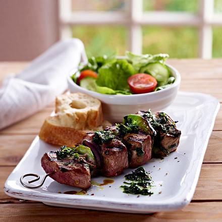Lamb kebabs with a wild garlic baste Rezept Lamb kebabs with a wild garlic baste Rezept