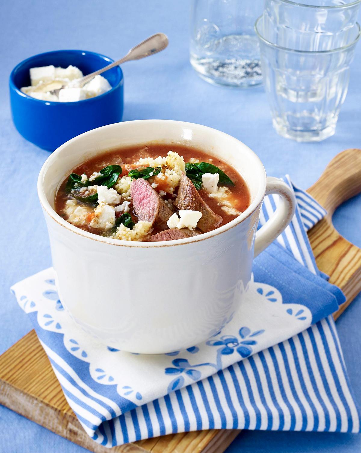 Lamm-Couscous-Suppe mit Spinat Rezept