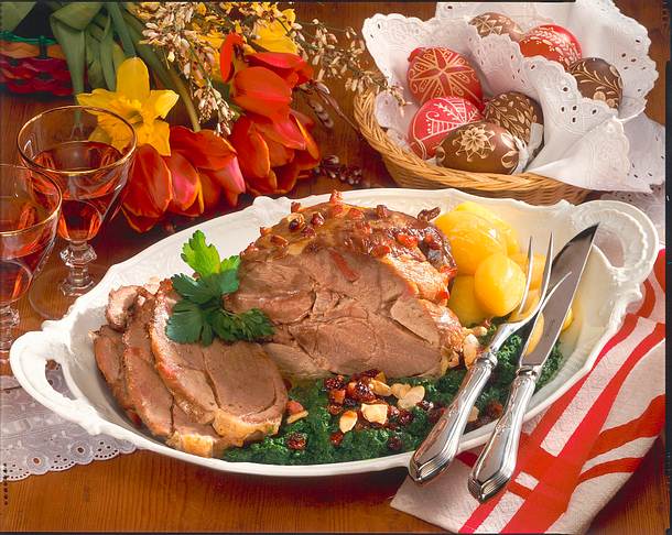 Lammbraten mit Spinat Rezept