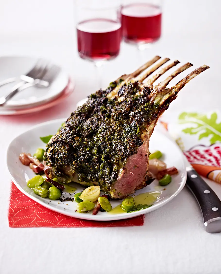 Lammkarree mit Kräutern und Pistazien Rezept Lammkarree mit Kräutern und Pistazien Rezept