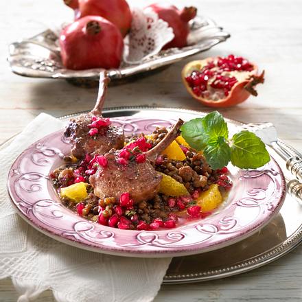 Lammkoteletts auf Granatapfel-Linsen Rezept