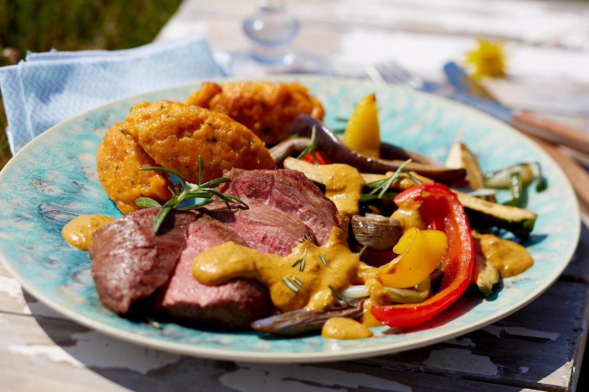 Lammsteak mit Auberginen-Gemüse-Curry Rezept