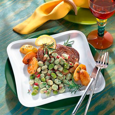 Lammsteak mit Dicke Bohnen-Salat Rezept Lammsteak mit Dicke Bohnen-Salat Rezept