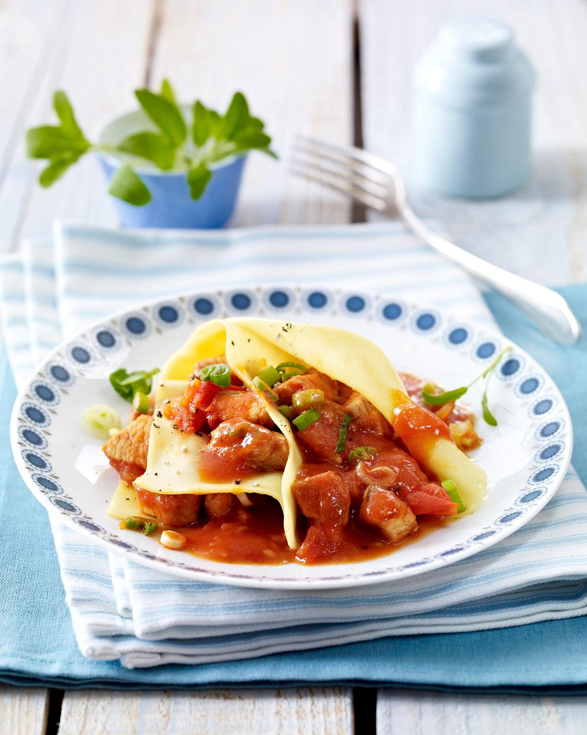 Lasagneblätter mit Puten-Tomaten-Ragout Rezept