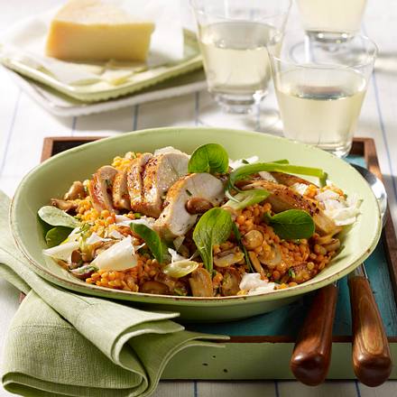 Lauwarmer Linsensalat mit Hähnchen Rezept Lauwarmer Linsensalat mit Hähnchen Rezept