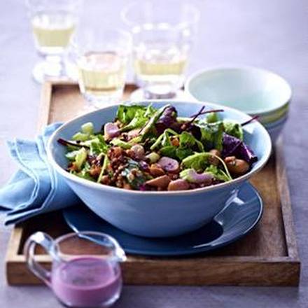 Lauwarmer Linsensalat mit Möhren und Wiener Würstchen Rezept Lauwarmer Linsensalat mit Möhren und Wiener Würstchen Rezept