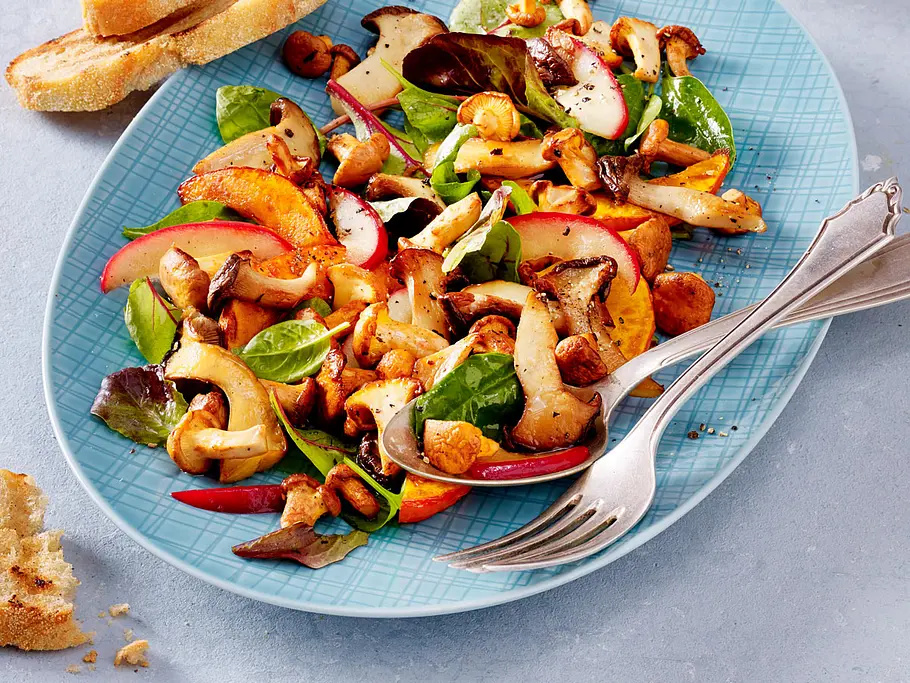 Lauwarmer Pilz-Kürbis-Salat Rezept