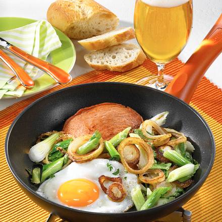 Leberkäse mit Spiegelei Rezept Leberkäse mit Spiegelei Rezept