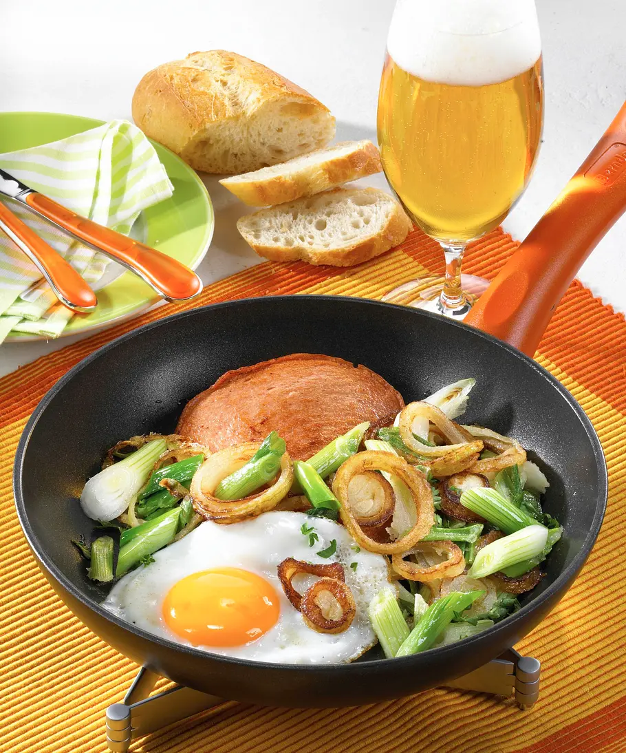 Leberkäse mit Spiegelei Rezept Leberkäse mit Spiegelei Rezept