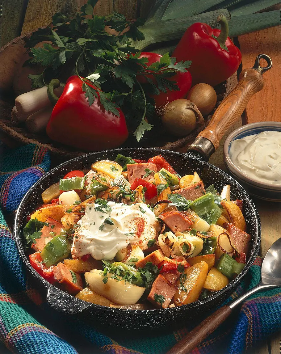 Leberkäsepfanne Rezept