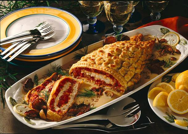 Lengfischfilet in Kartoffel-Blätterteig mit Kräutern Rezept