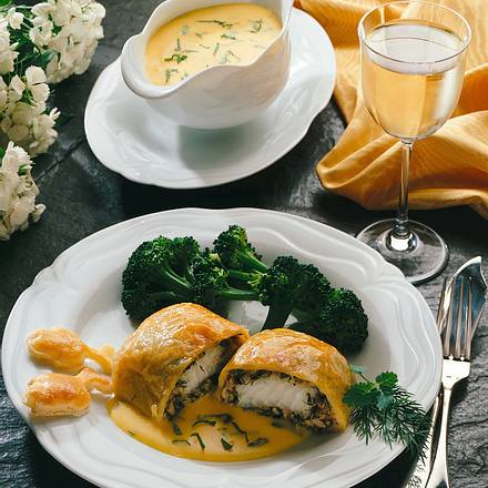 Lengfischfilet mit Champignons und Broccoli Rezept Lengfischfilet mit Champignons und Broccoli Rezept