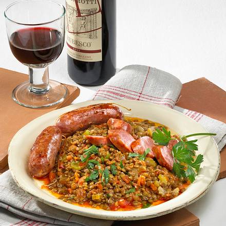 Lenticche con salsicce (Linsen mit Fenchelwurst) Rezept Lenticche con salsicce (Linsen mit Fenchelwurst) Rezept