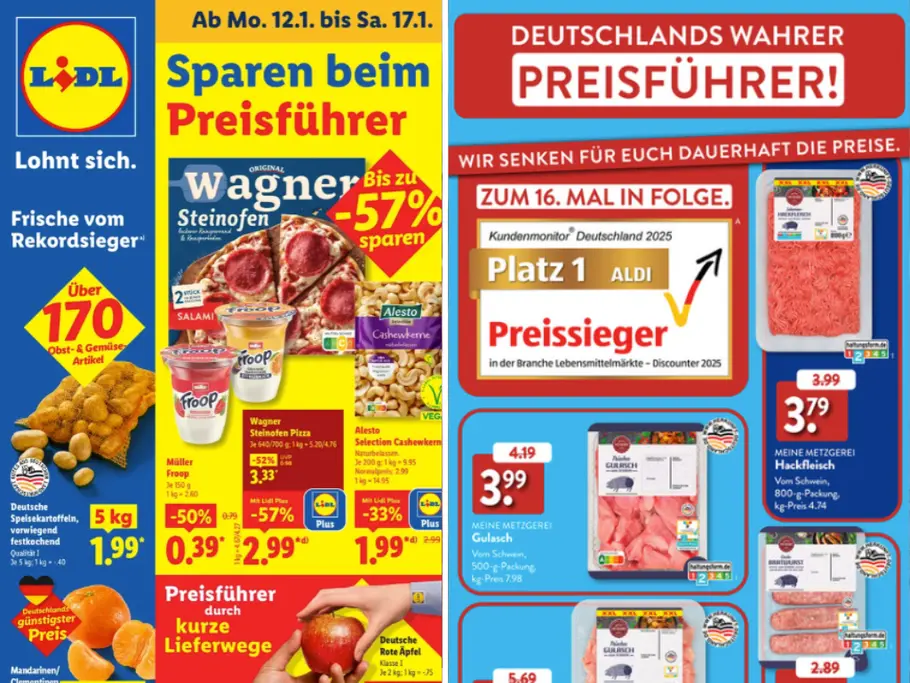 Lidl und Aldi Süd im Prospekt-Kampf um die Rolle als Preisführer