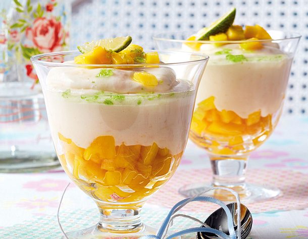 Limetten-Joghurtcreme mit frischer Mango Rezept