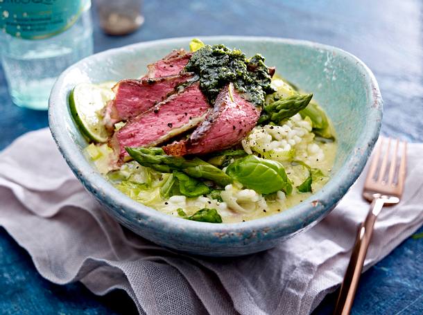 Limettenrisotto mit Korianderöl Rezept