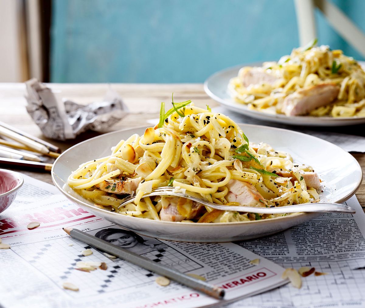 Linguini-Nudeln mit Hähnchen Rezept