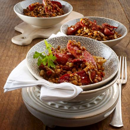 Linsen zu gebratener Salsiccia Rezept Linsen zu gebratener Salsiccia Rezept