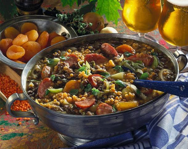 Linseneintopf mit Krakauer Wurst Rezept Linseneintopf mit Krakauer Wurst Rezept