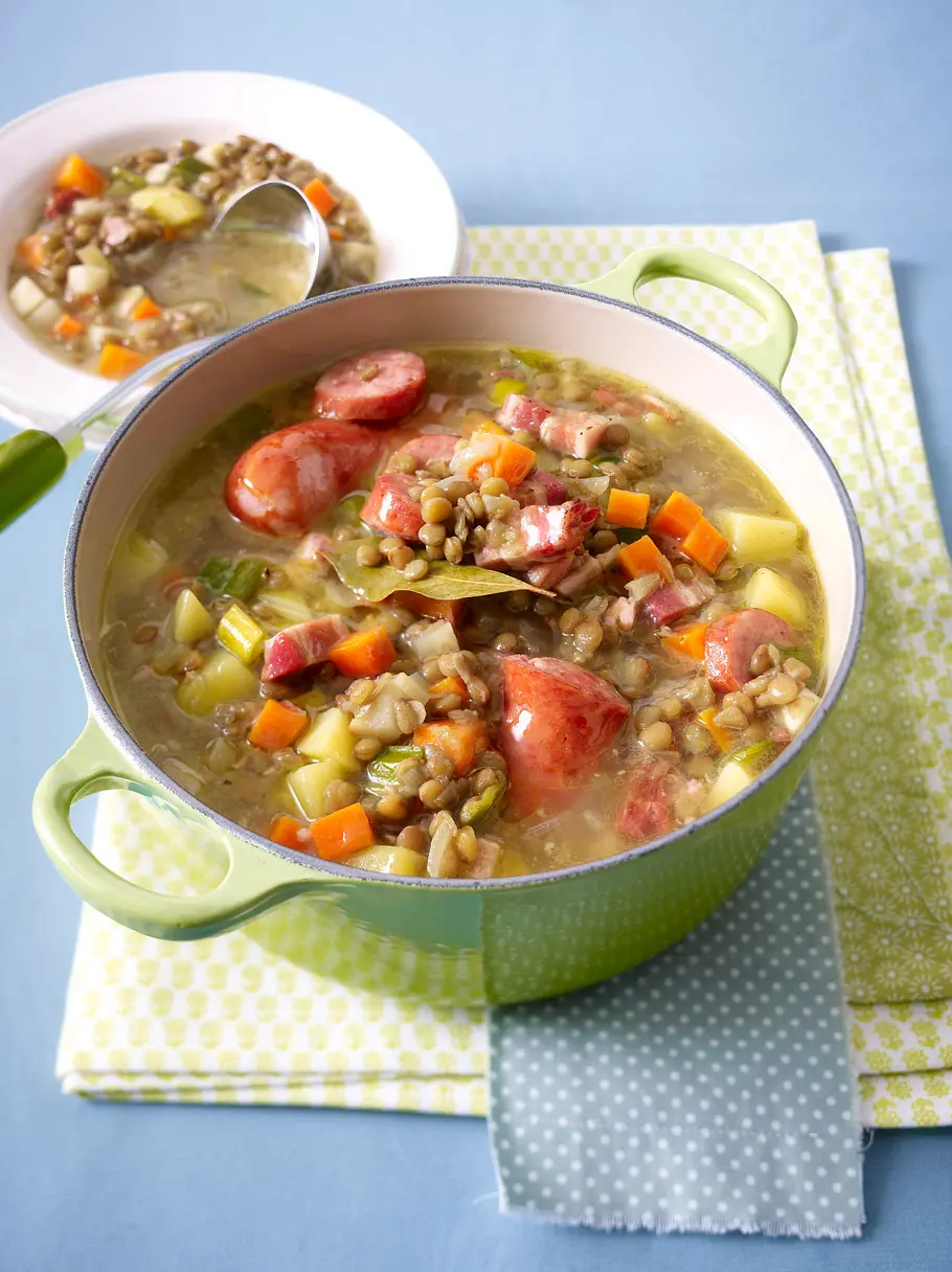 Linseneintopf mit Mettenden Rezept Linseneintopf mit Mettenden Rezept