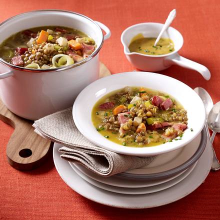 Linseneintopf mit Würzsoße Rezept Linseneintopf mit Würzsoße Rezept