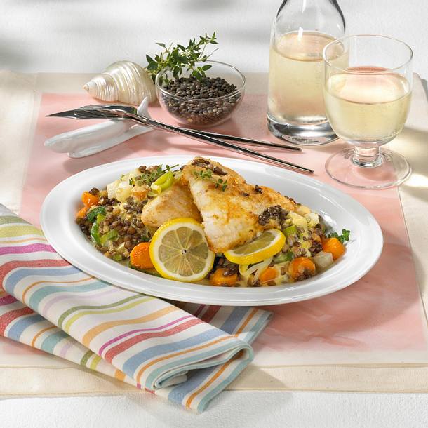 Linsengemüse mit Lengfischfilet Rezept Linsengemüse mit Lengfischfilet Rezept
