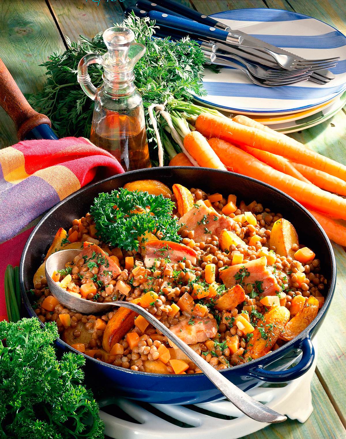 Linsenpfanne mit gebratenen Kartoffeln Rezept