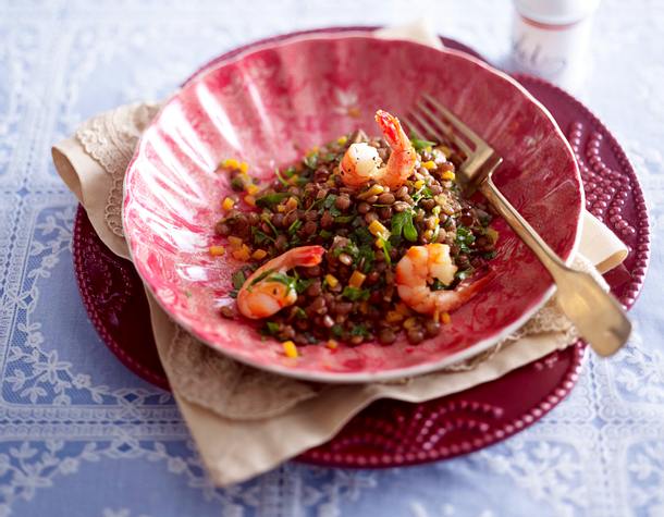 Linsensalat mit Garnelen Rezept Linsensalat mit Garnelen Rezept