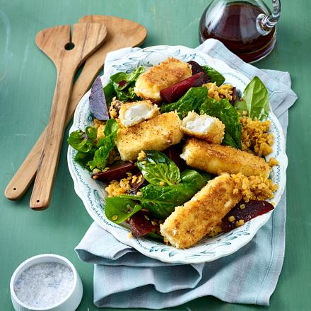 Linsensalat mit gebratenen Fetastreifen Rezept Linsensalat mit gebratenen Fetastreifen Rezept