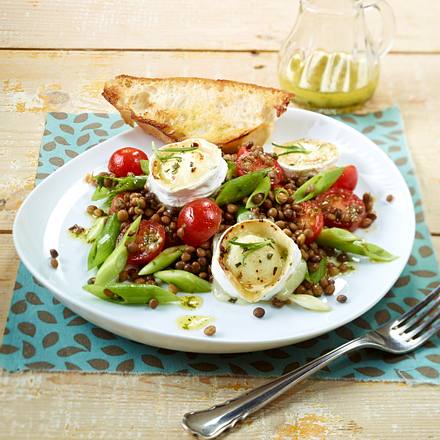 Linsensalat Mit Gratiniertem Ziegenkase Rezept Lecker