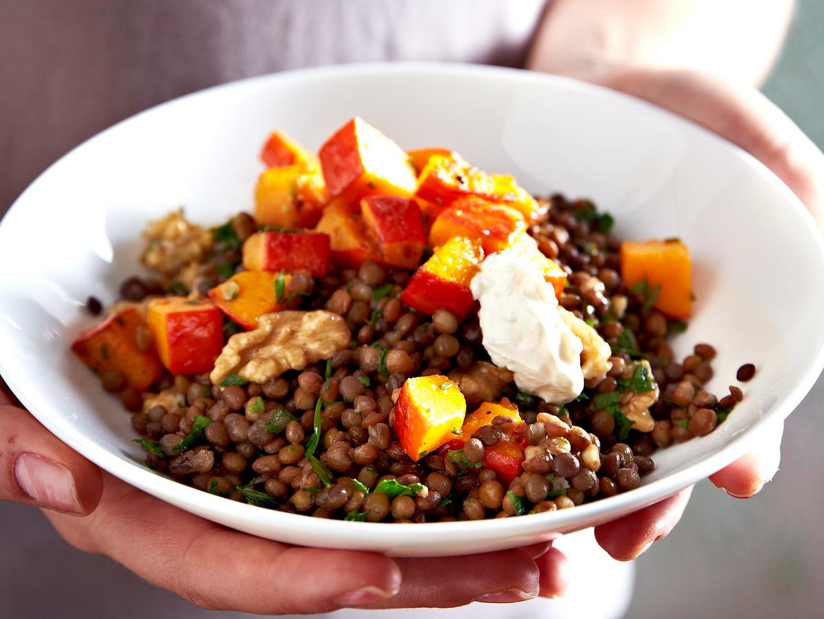 Linsensalat mit Walnüssen und Kürbis Rezept