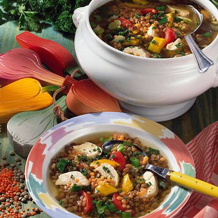 Linsensuppe mit Hähnchen Rezept Linsensuppe mit Hähnchen Rezept