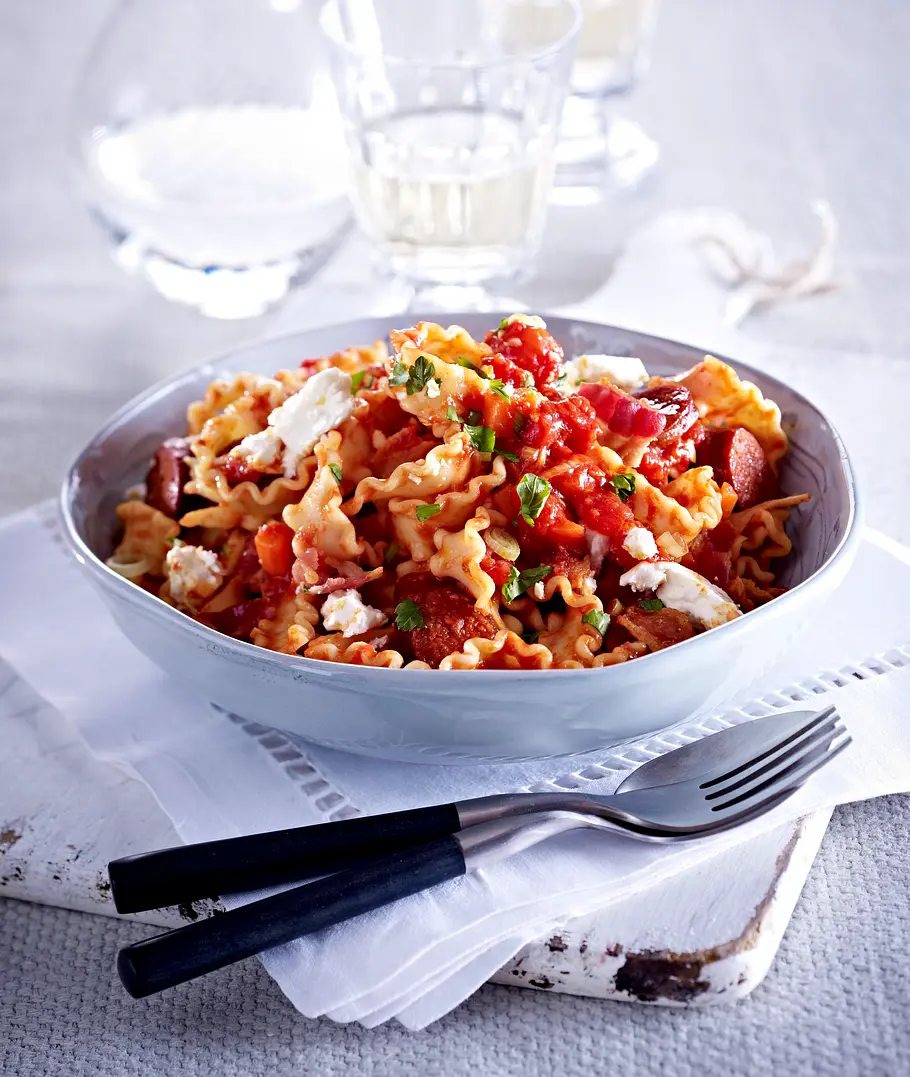 Mafaldine mit Chorizo & Feta Rezept
