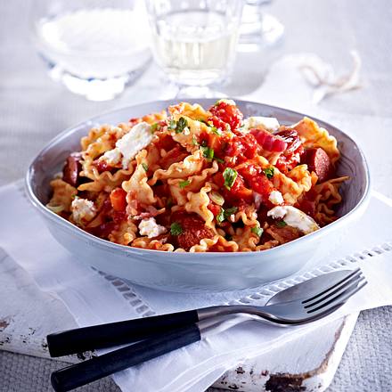 Mafaldine mit Chorizo & Feta Rezept Mafaldine mit Chorizo & Feta Rezept