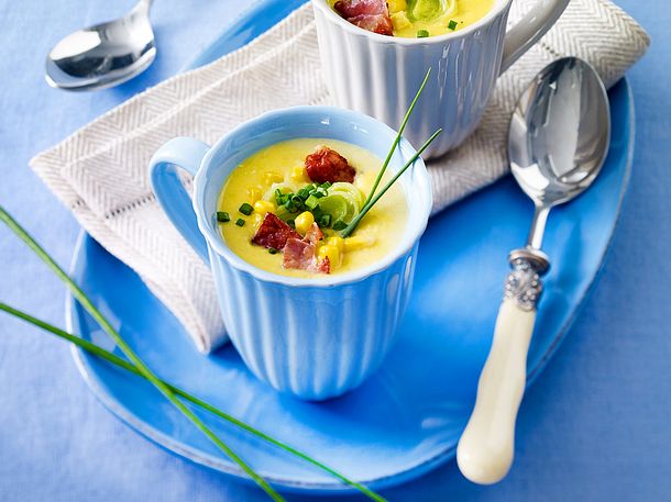 Mais-Kartoffelsuppe mit Kochschinken Rezept