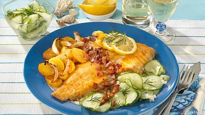 Maischolle mit Speck und Bratkartoffeln Rezept - Foto: Maass