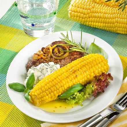 Maiskolben mit Steaks und Quark Rezept