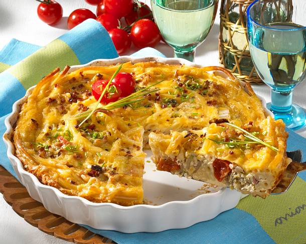 Makkaroni-Auflauf mit Speckwürfeln und Chinakohl Rezept Makkaroni-Auflauf mit Speckwürfeln und Chinakohl Rezept