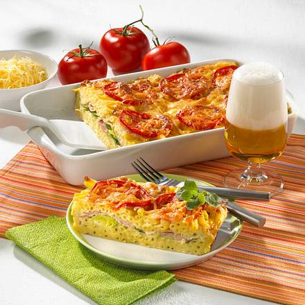 Makkaroni-Porree-Schinken-Auflauf Rezept