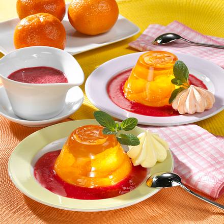 Mandarinen-Gelee mit Himbeermark Rezept Mandarinen-Gelee mit Himbeermark Rezept