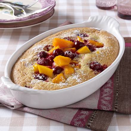 Mandel-Auflauf mit Mango und Kirschen Rezept Mandel-Auflauf mit Mango und Kirschen Rezept
