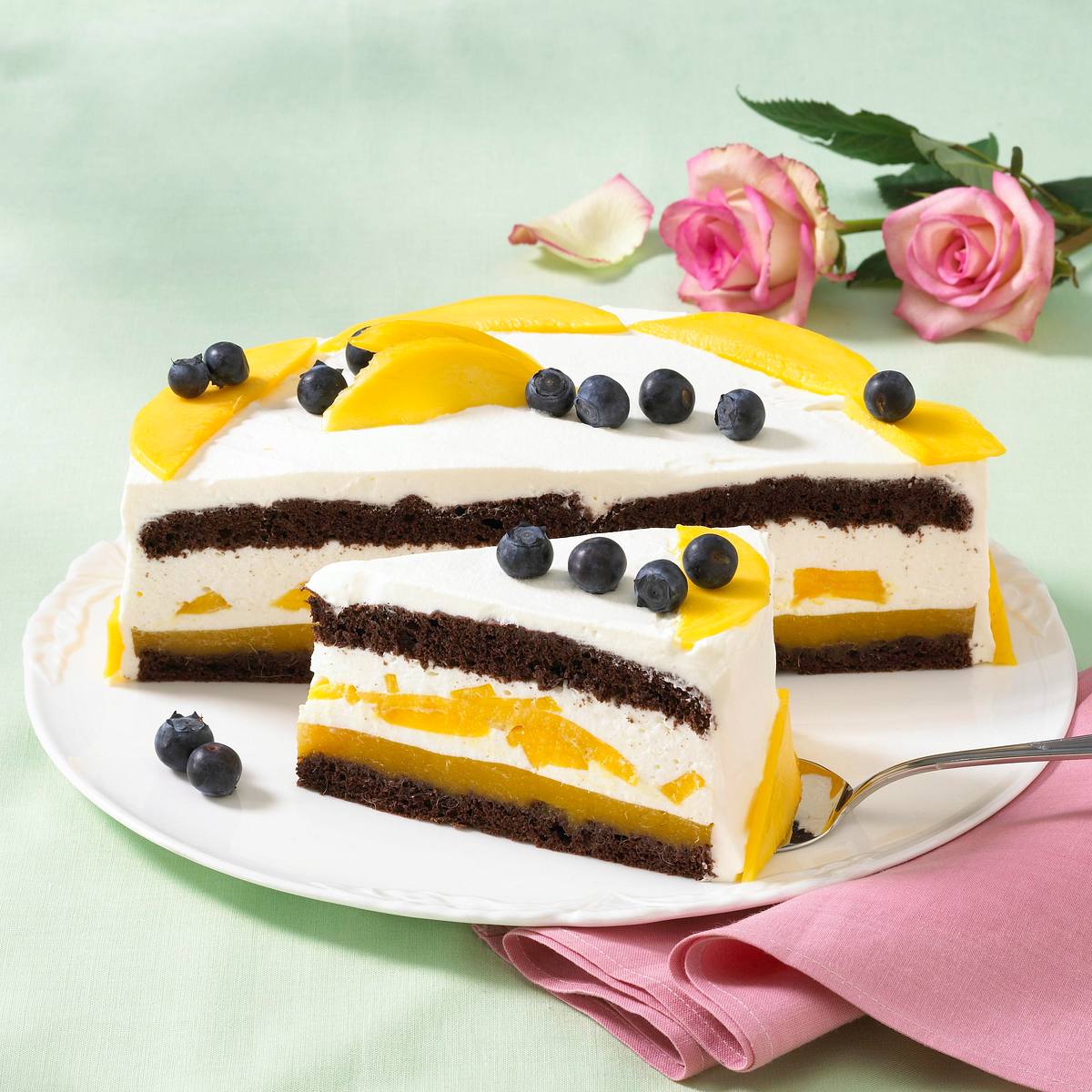 Mango-Heidelbeer-Torte Rezept