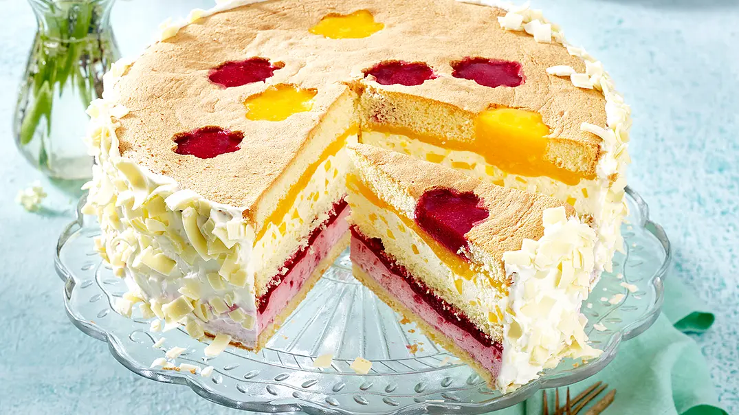 Mango-Himbeer-Torte mit weißer Schokolade Rezept - Foto: LECKER @ Bauer Media Group Mango-Himbeer-Torte mit weißer Schokolade Rezept - Foto: LECKER @ Bauer Media Group