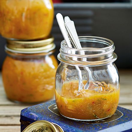 Mango-Pfirsich-Minz-Aufstrich Rezept Mango-Pfirsich-Minz-Aufstrich Rezept
